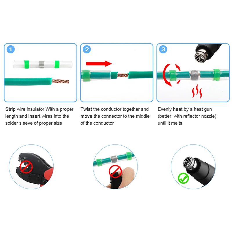 Conectores de Cable de 50-400 piezas, varilla de soldadura, Conector de alambre aislado, termorretráctil, terminales de Cable de crimpado impermeables para Cable