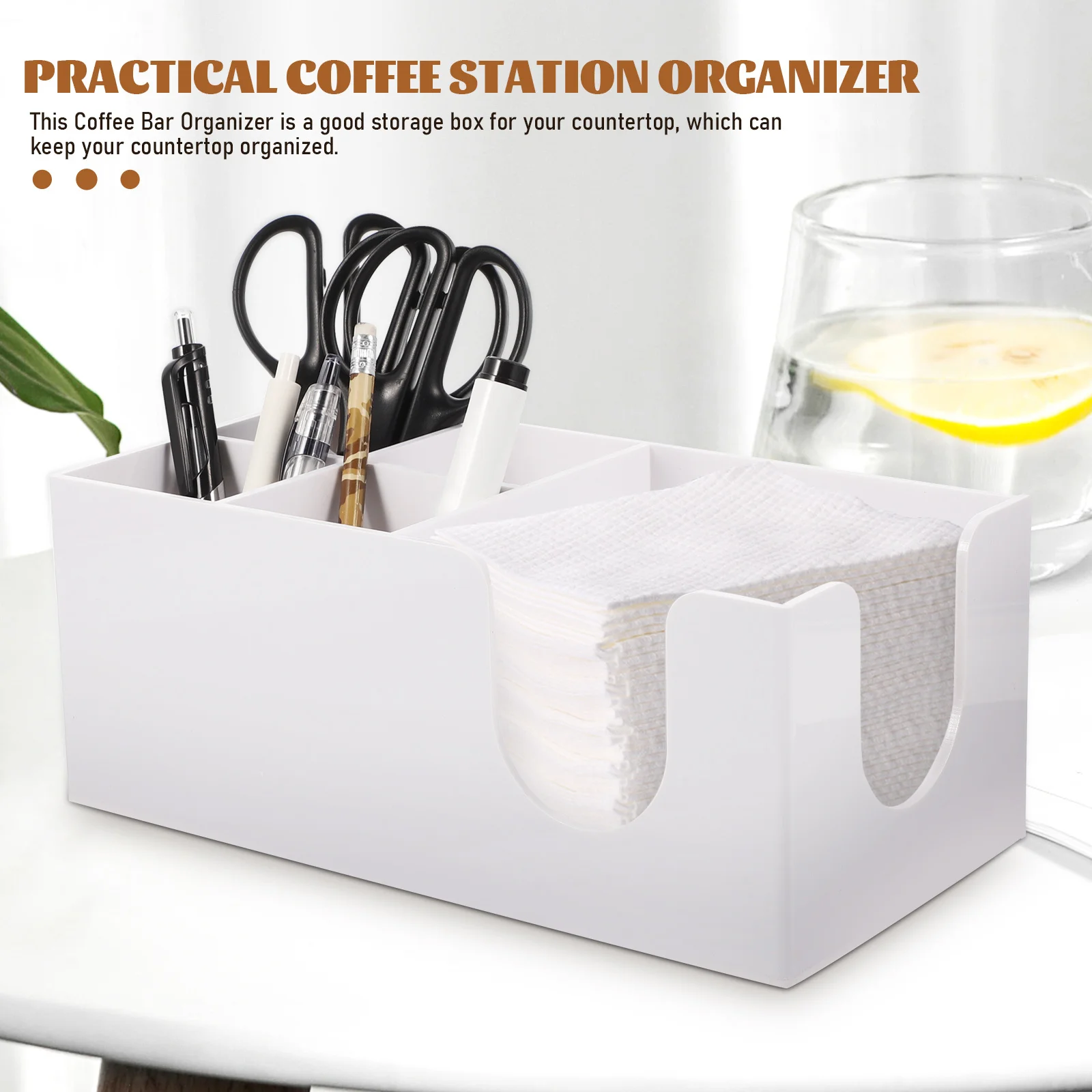 

Organizer Box Sturdy Acrylic Coffee Bar Supplies Desktop Tea Bag Syrup Container Household Coffee Accessories