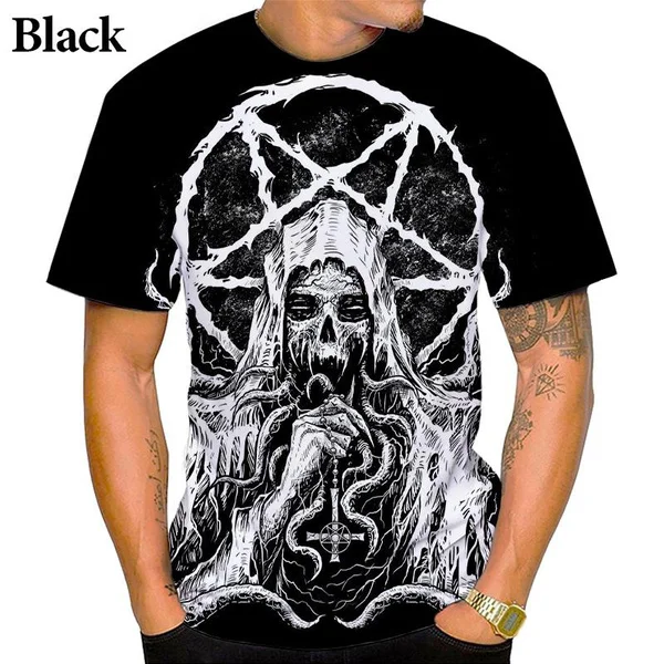 2024 Latest Devil Satan 3D Printed Fashion Hip Hop Street T-Shirt Round Neck Short Sleeve Top T-Shirt