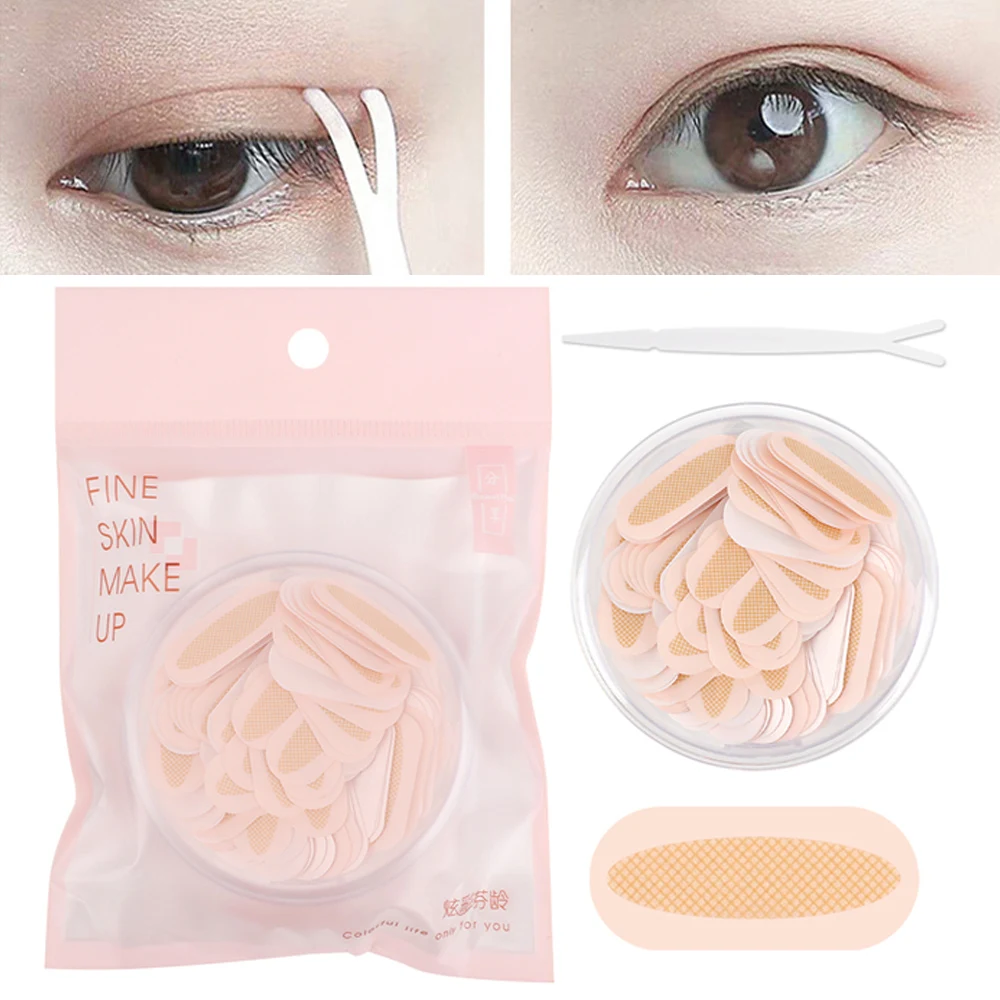 150Pcs/Box Eyelid Stickers Mesh Breathable Natural Self-adhesive Double Eyelid Tape Lift Beige Strips Makeup Eye Beauty Tools