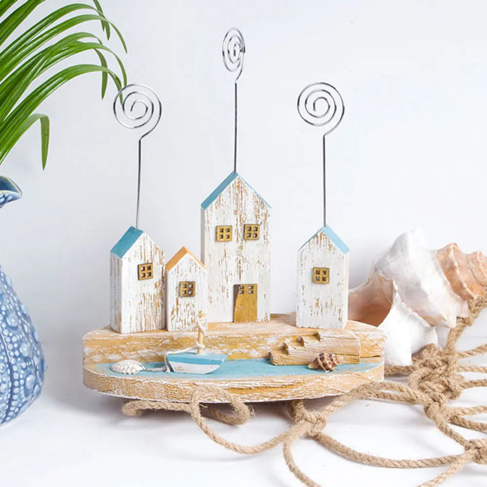 

1Pcs Photo Clip Desktop Memo Holder Creative Mediterranean Style Card Clip Table Number Holder Office Cards Photo Folder Home