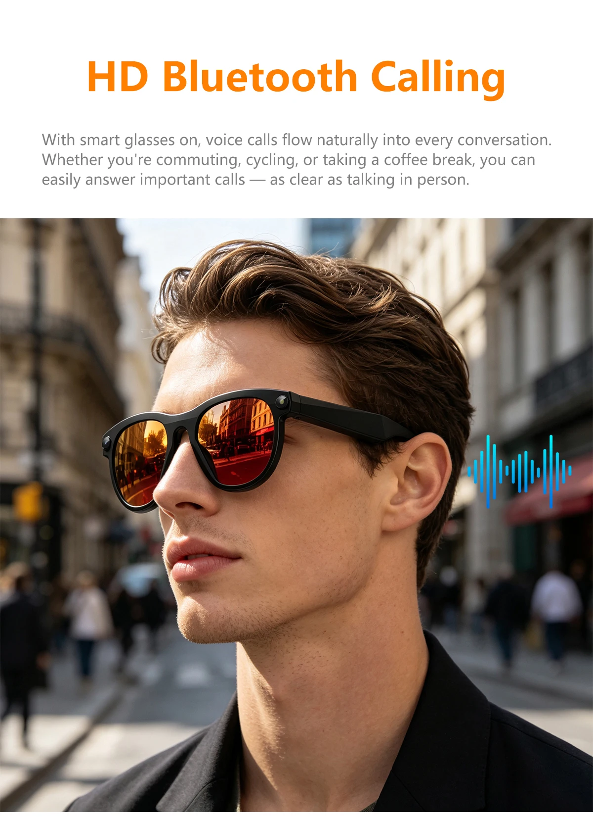 M88 Pro KI-Smart-Brille 5-Megapixel-Kamera Bluetooth EIS-Bildstabilisierung Videoaufnahme und Übersetzung – Detail 8