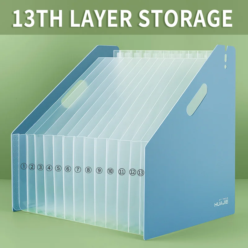 HUAJIE Expandable 13-Pocket A4 Accordion File Organizer - Large Capacity, Durable PP Material, for Office and School Storage