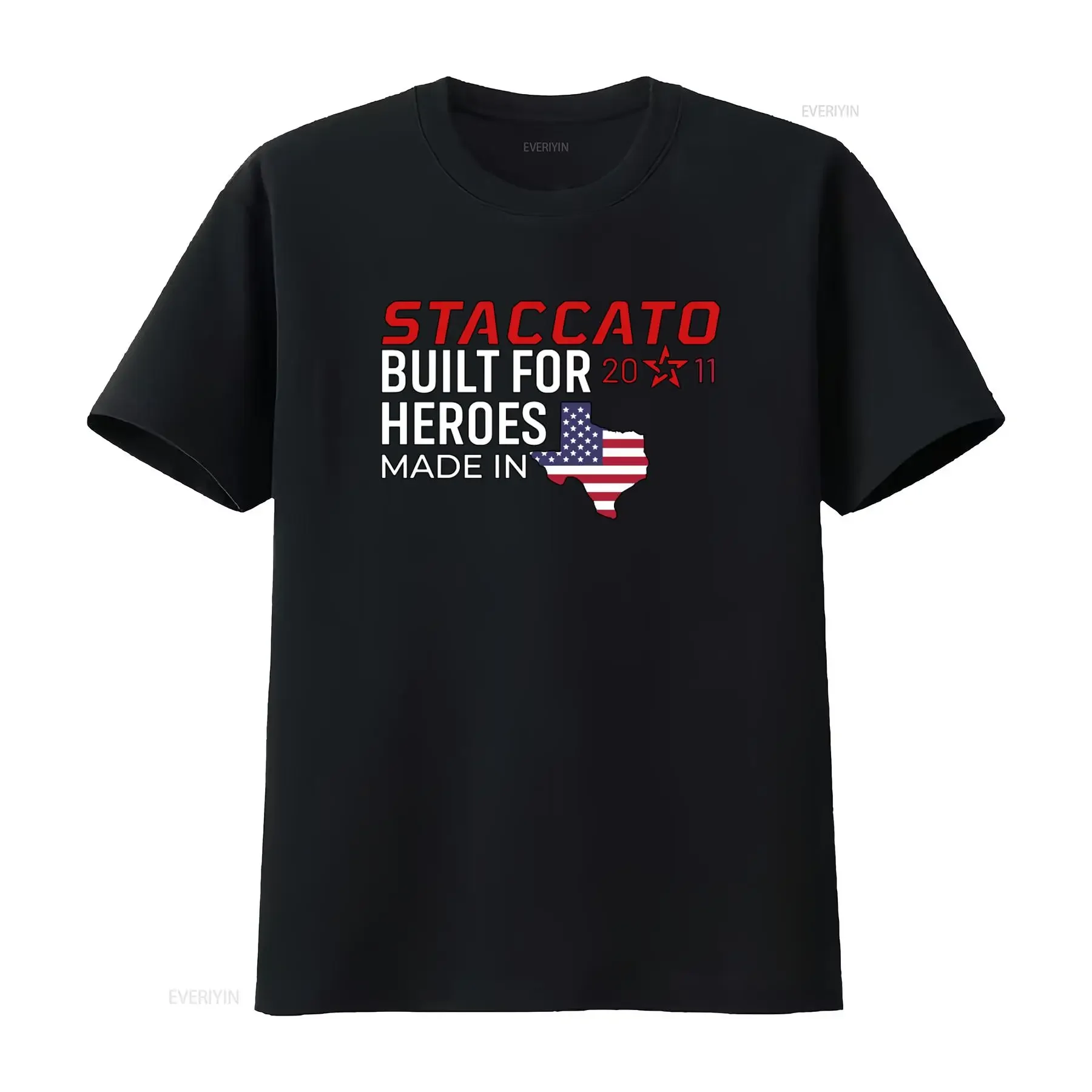 Staccato Built For Heroes 2011 Men's Classic American Heavy Cotton T Shirt Made In Texas vintage Washed designer clothes