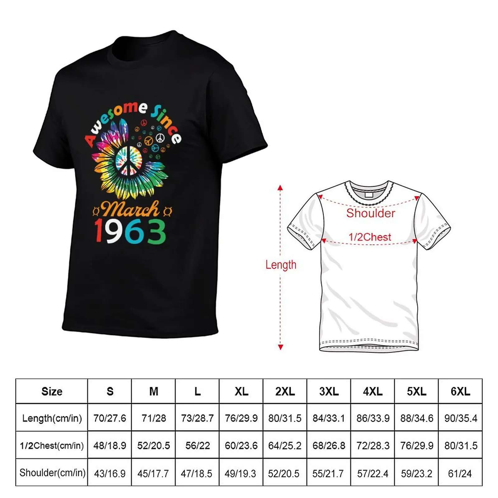 Funny Birthday Quote, Awesome Since March 1963, Retro Birthday T-Shirt designer shirts mens workout shirts