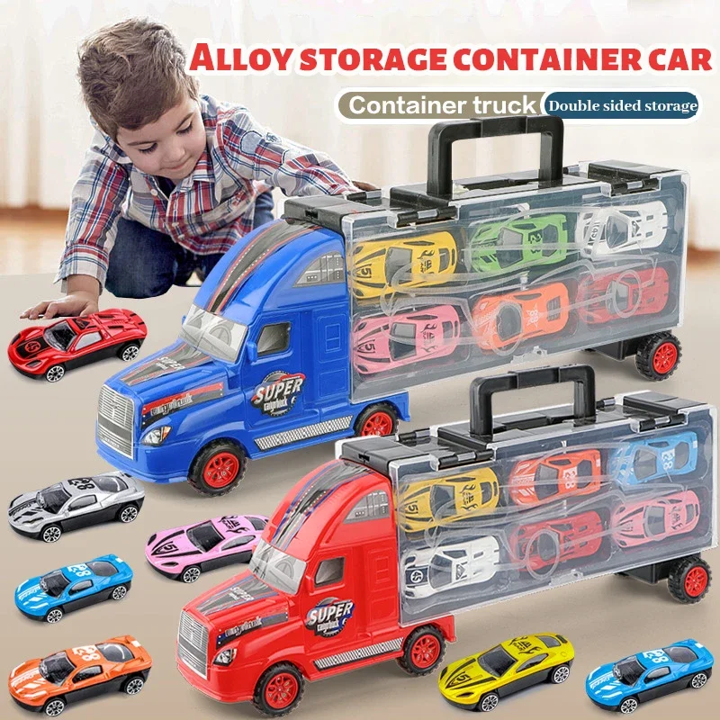 Kids Toy Cars Set Three-layer Deformation Truck Transport Vehicle Ejection  Alloy Car Toys for 4 To 6 Years Old Children