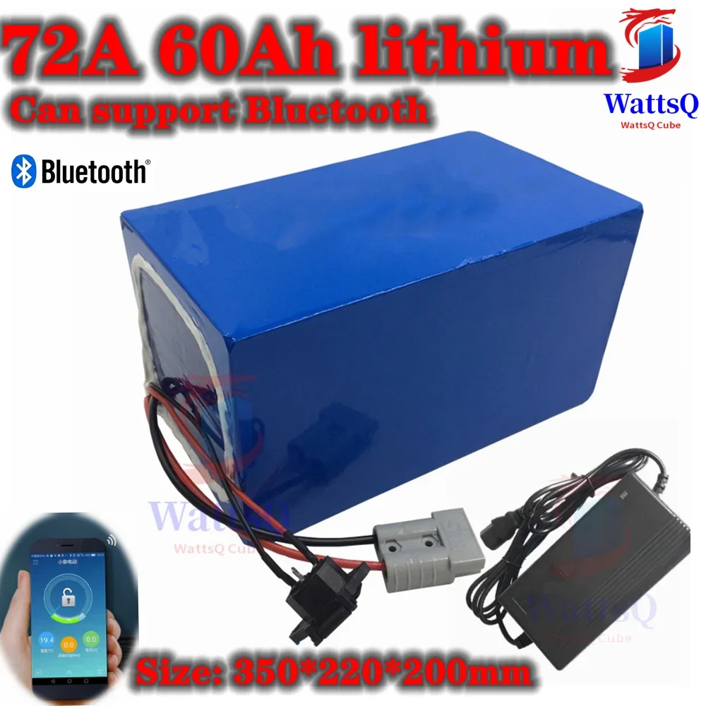 

72v 60Ah lithium polymer battery with bluetooth BMS APP for 5000w scooter bicycle bike tricycle motorhome +10A charger