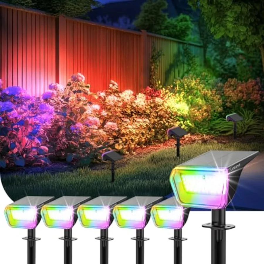 

RGB Solar Christmas Lights Outdoor Spotlights IP67 Waterproof 10 Lighting Modes Solar Color Changing Lights Outdoor for Yard Ga