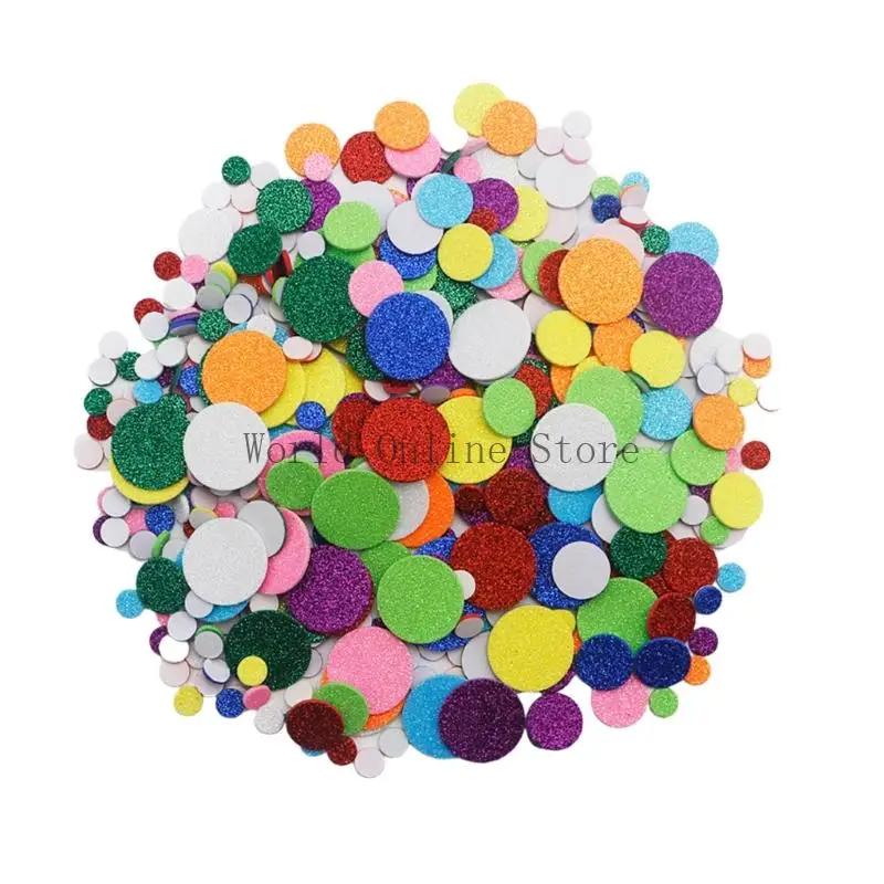 

160 Pcs Glittering Round Sticker Kid's Arts Craft Supplies Colorful Foam Sticker for Greeting Cards Home Decoration 87HC