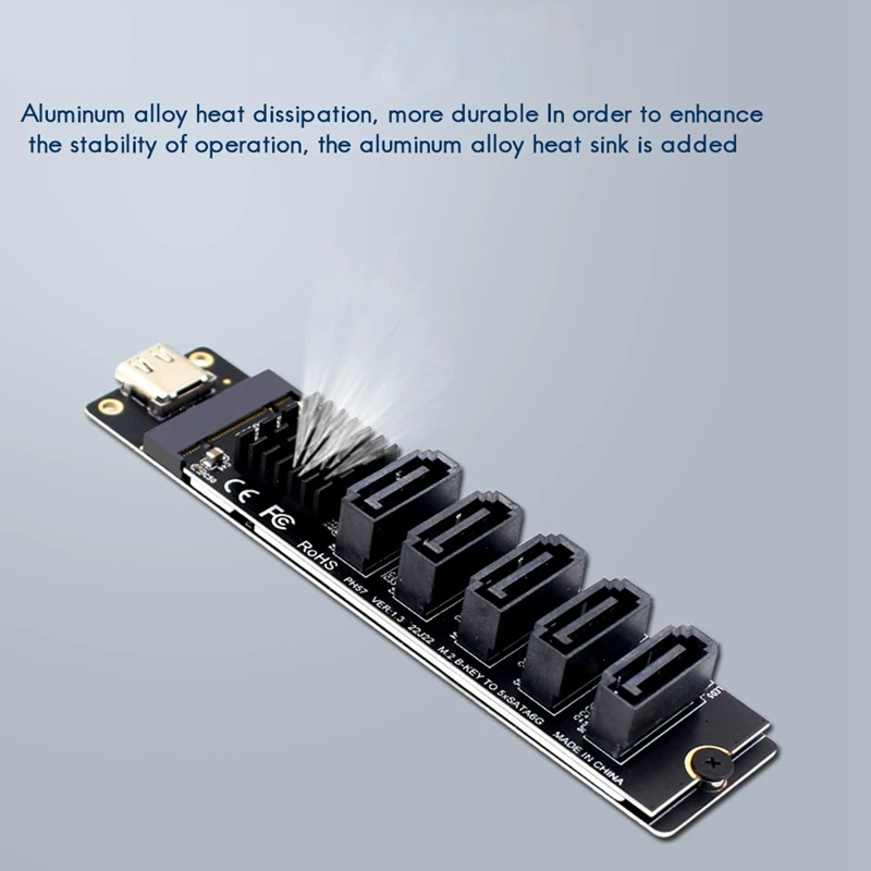 Adaptador de TYPE-C a SATA3.0, tarjeta Convertidora de 5 puertos, 6Gbps, USB10G, JM575 + JMS580, para SATA, SSD, HDD, expansión