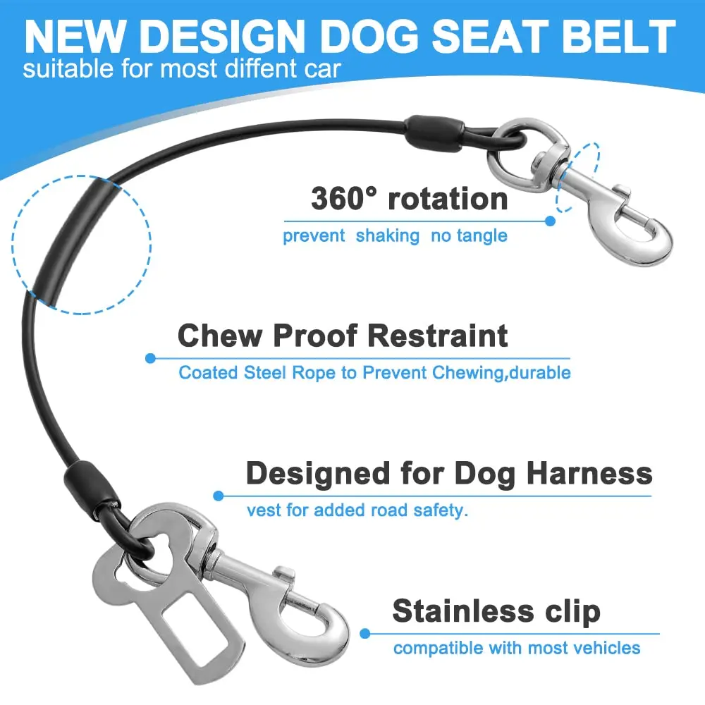 Chew-Proof Pet Car Safety Belt Dog Car Harness Durable Comfy & Secure Seat Belt for Small/Medium Dogs-A Pet Travel Essential