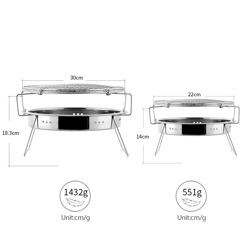 Outdoor Small Barbecue Grill Family Stainless Steel Portable BBQ Folding Picnic Charcoal Grill Camping Equipment