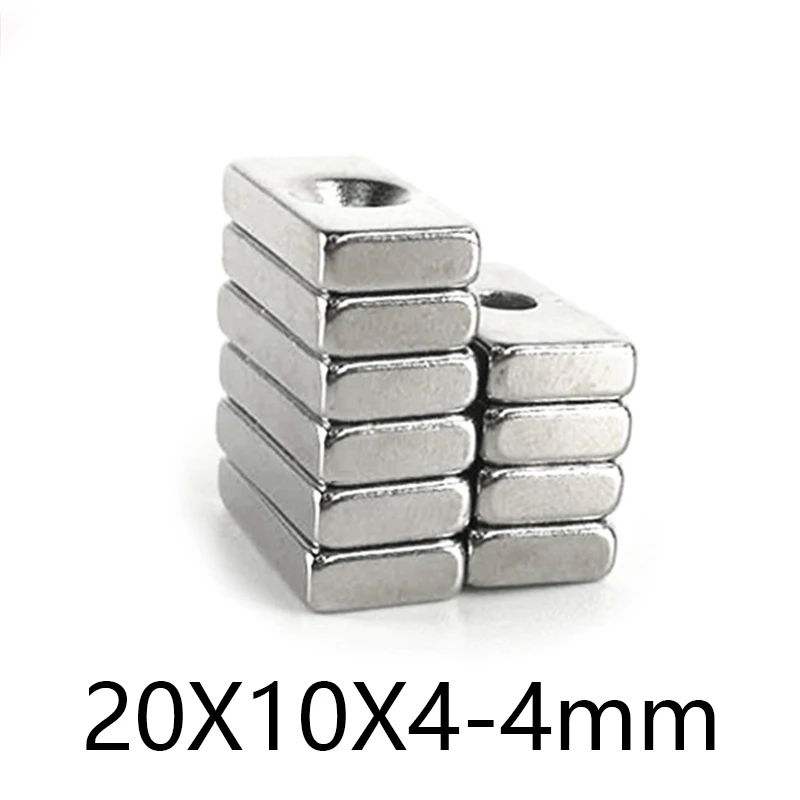 

n35 20x10x3-4 20x10x4-4 20x10x5-4 Powerful Block Magnets one countersink hole Strip single Hole 4 Permanent Neodymium Magnet