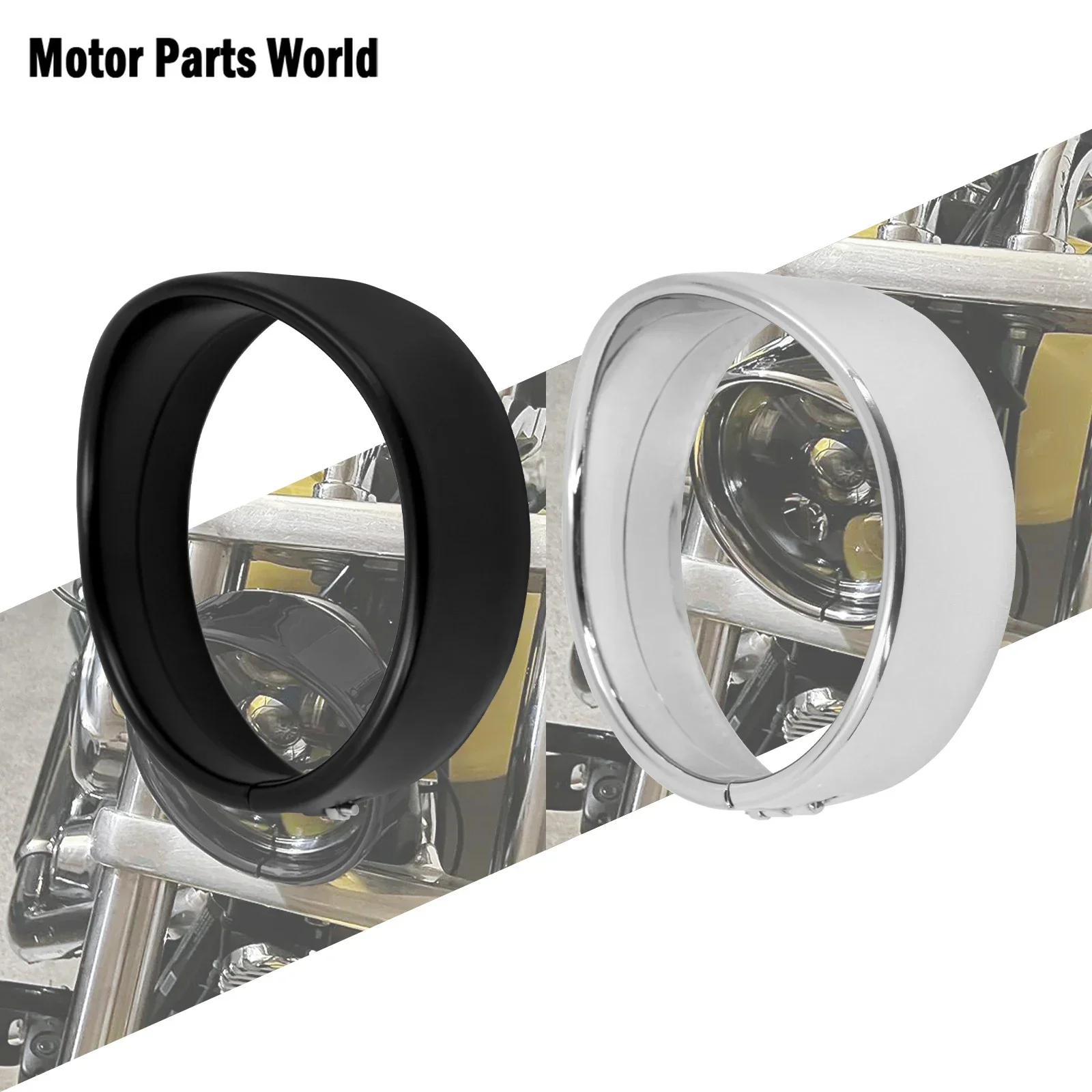 

5.75" Motorcycle Headlight Decorate Trim Ring Visor Silver For Harley Sportster 883 1200 Dyna FXDB FXSE FXD Softail FXST FXSB