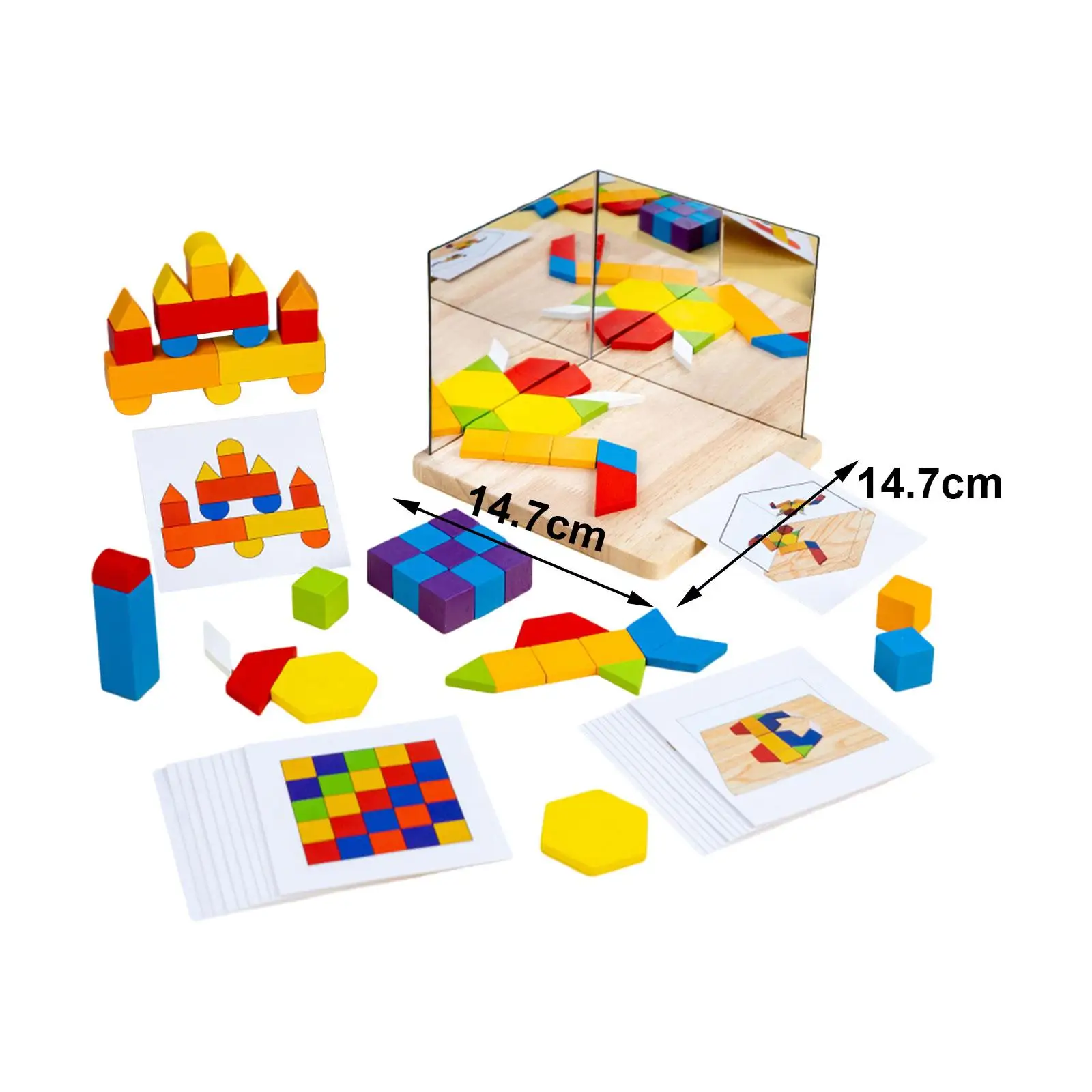 Mirror Imaging Thinking Puzzle Wooden Building Blocks for Age 4 5 6