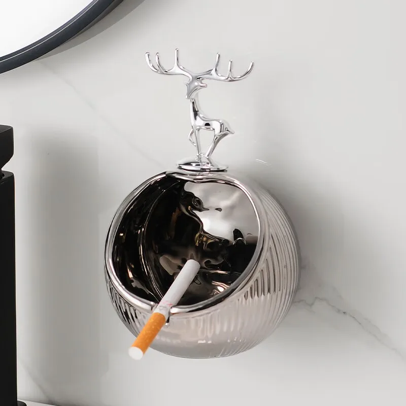 Punch free wall mounted ashtray, light luxury household toilet, fashionable decoration, living room, anti fly ash ashtray