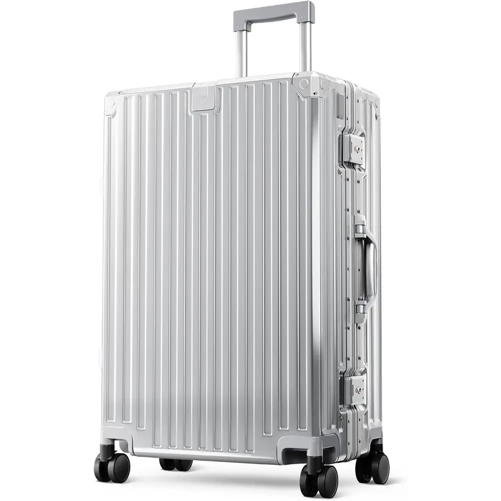 

24 Inch Dual Layer Hard Shell Travel Suitcase with TSA Spinner Wheels, USB Charging Port, and Cup Holder