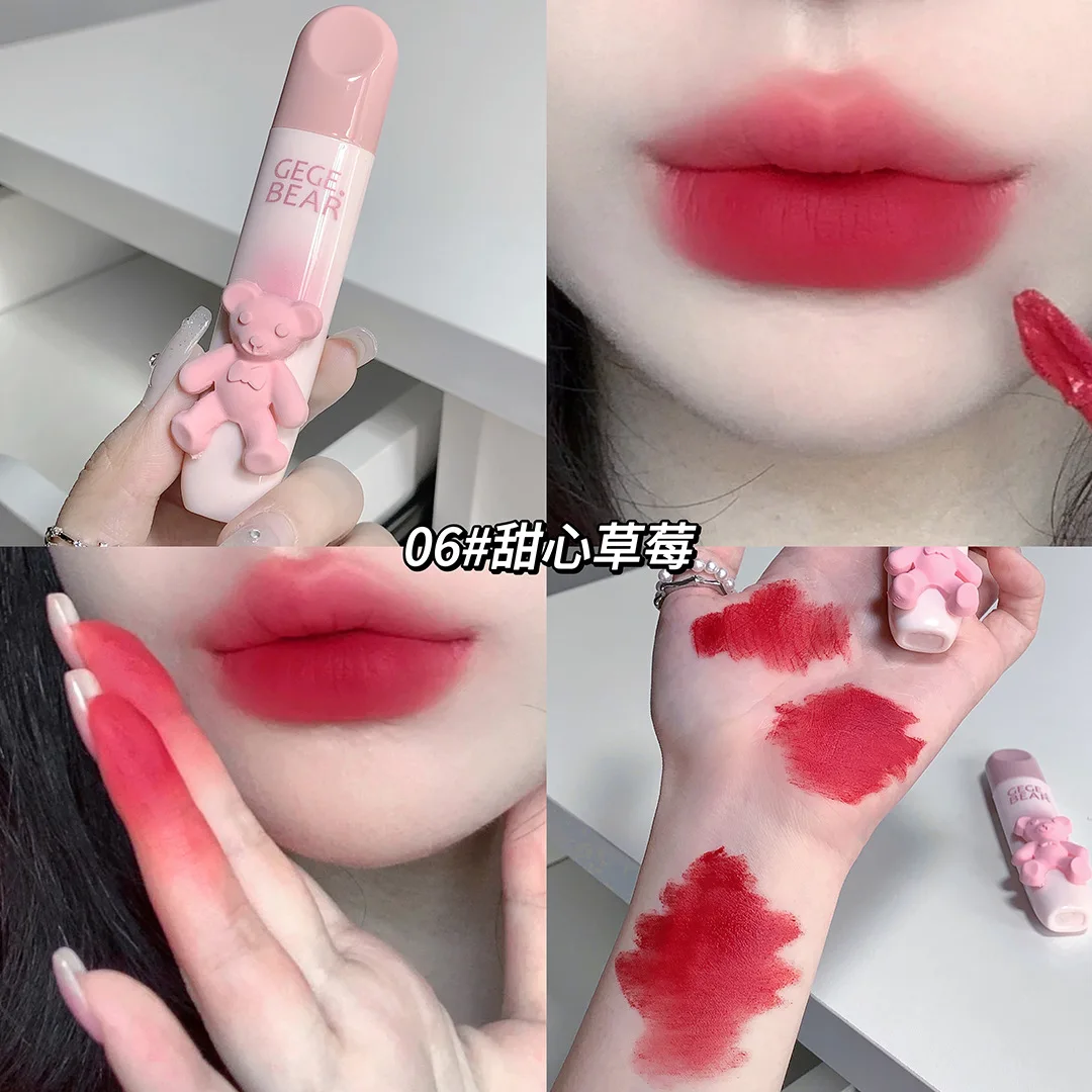 Gegebea Gogo Beer Tedere Kleur Lip Glazuur Zachte Mist Melk Mist Matte Lipgloss Lip Modder Lippenstift