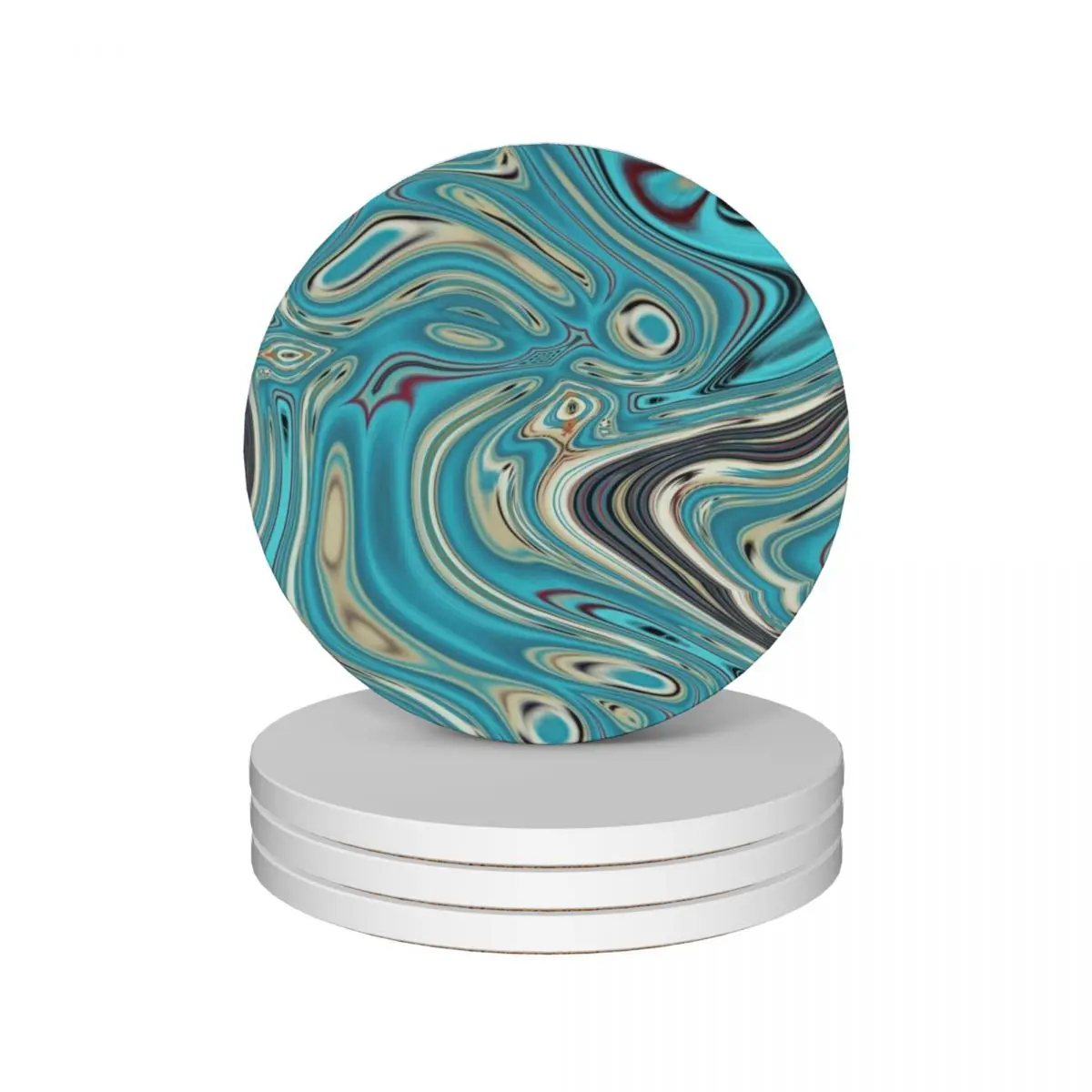 abstract teal turquoise marble swirls mid century modern Ceramic Coasters (Set of 4) christmas tea Creative Coasters