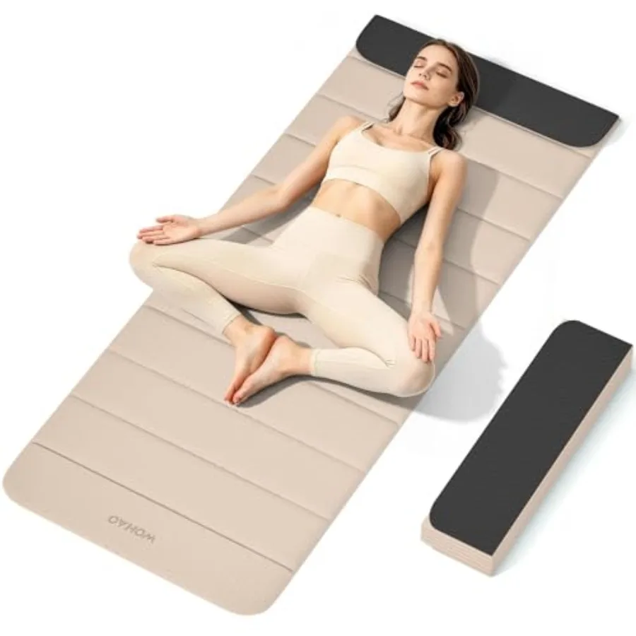 Yoga mat for yoga, pilates, strength training meditation; TPE material; black; 12-fold, non-slip, compact, 75x26x0.4 inches