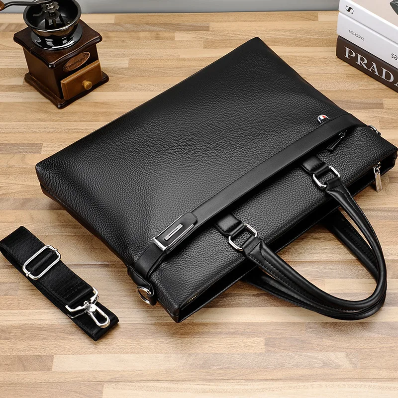 Handtasche Business Aktentasche für Männer Marke Top Leder 14 Zoll Laptop Aktentasche Leder Herren Schulter Umhängetaschen Tote