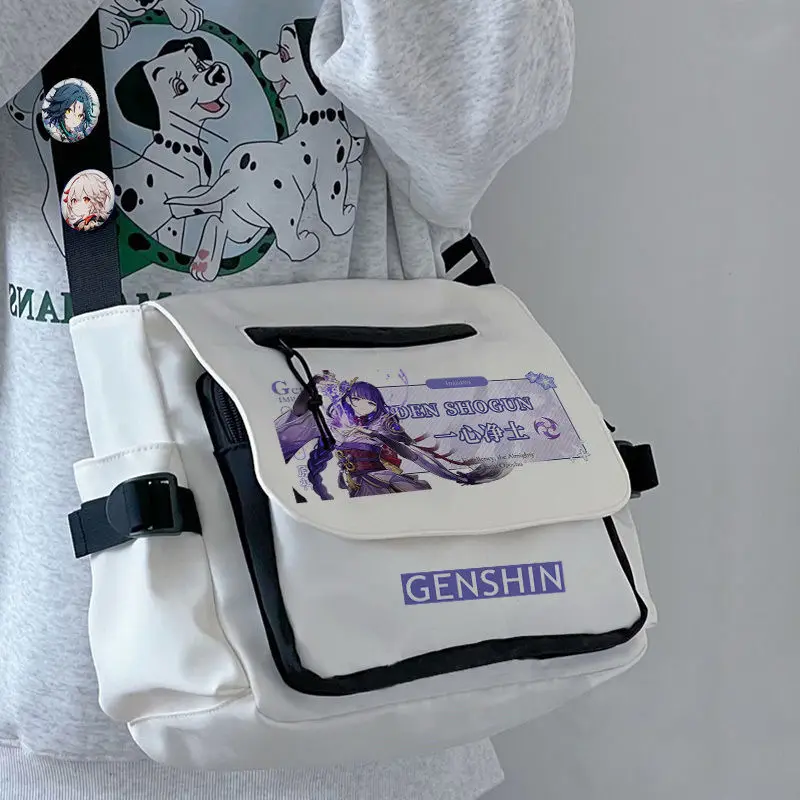 Genshin Impact Merchandise Single Shoulder Raiden Shogun Keqing Male Female Elementary School Student Large Capacity Canvas