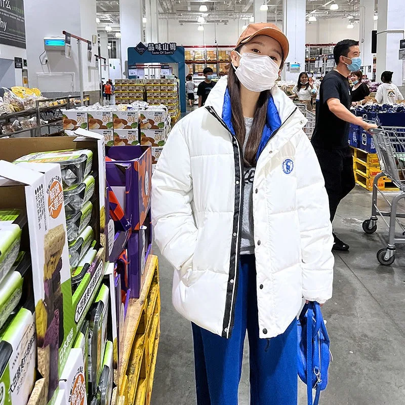 2023 New Women Down Cotton Coat Winter Student Jacket Female Short Warm Parkas Thick Loose Outwear Versatile Simplicity Overcoat