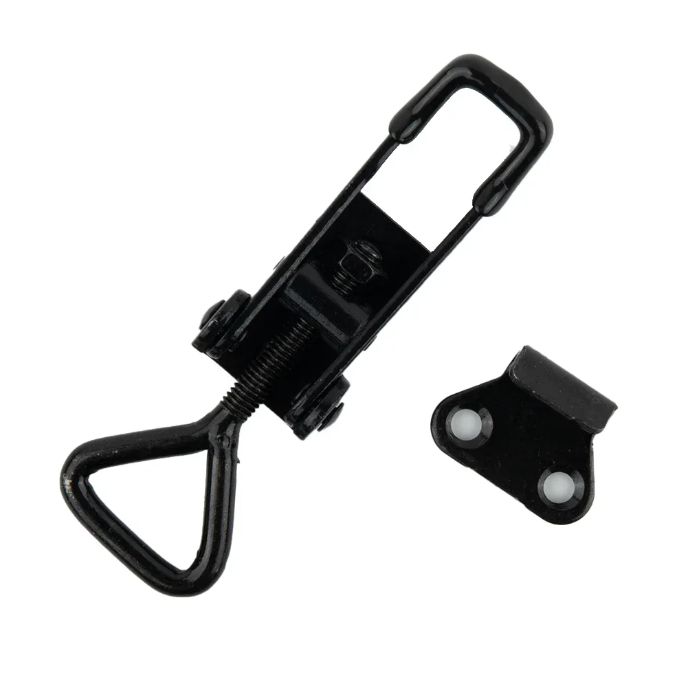 90x27mm Toggle Clamp 220lbs Adjustable Black Plated Catch Clip High Carbon Steel For Lock-free Handle-less Boxe