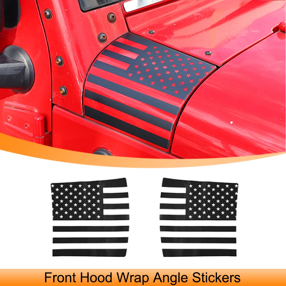 Front Engine Hood Angle Wrap Decoration Stickers for Jeep Wrangler JK 2007-2017 Engine Wrap Corner Decals Exterior Accessories