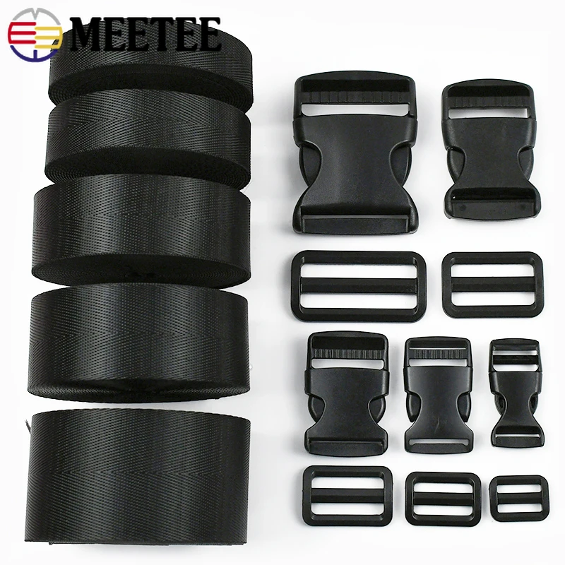 

1/2/3/5Sets 20-50mm Plastic Release Buckle Nylon Webbing Tri-Glide Slider Clasp Backpack Adjust Side Clip Buckles Accessories