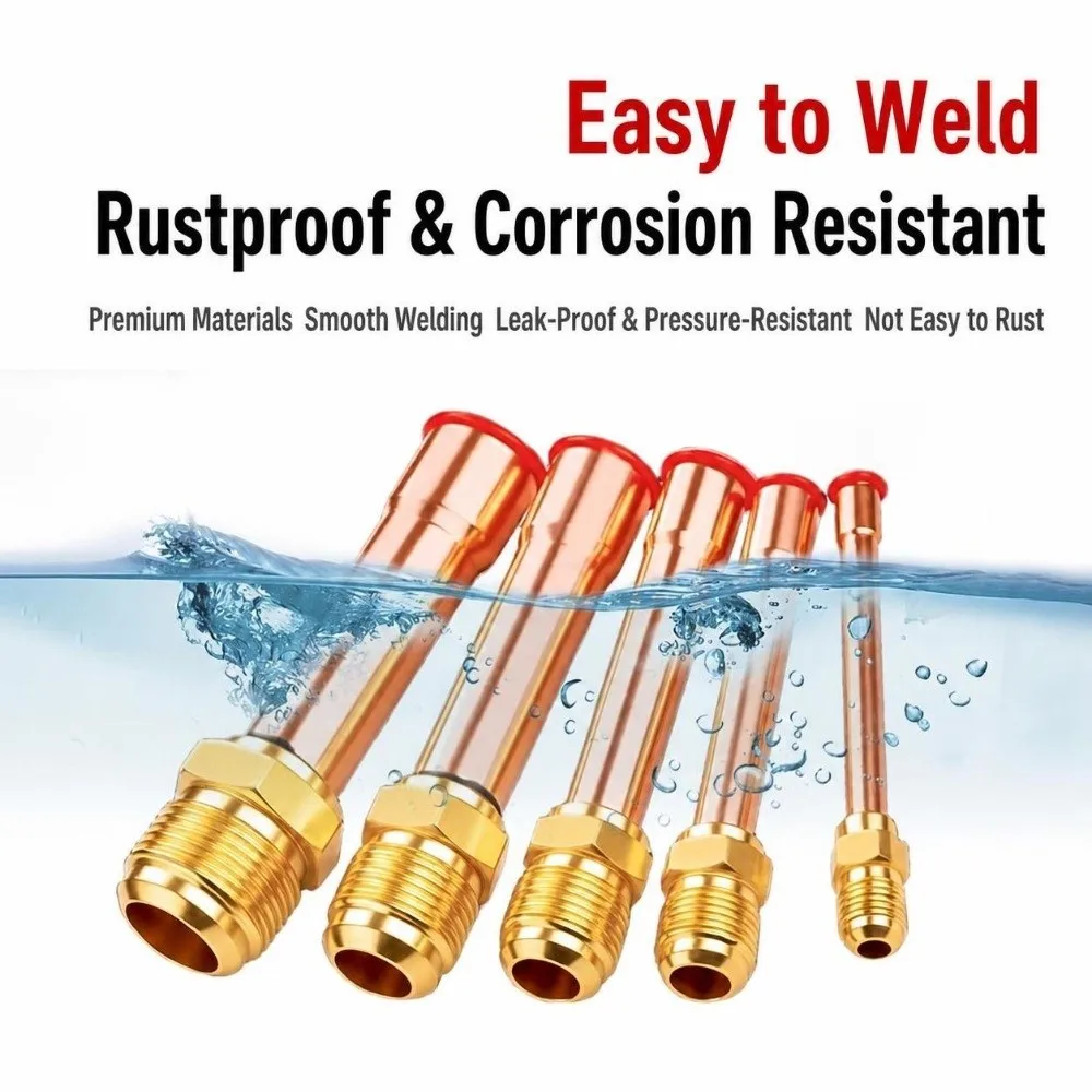 Forged Brass Air Conditioning Copper Pipe Threaded Connector SAE 1/4 3/8 5/8 1/2 3/4 Flare Pipe Fitting -20 to 120℃ Flare Pipe
