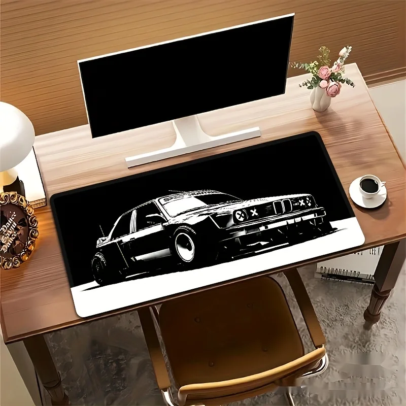 

Black and White Car Design Mouse Pad Large Rubber Anti-slip Desk Accessories Mousepad for Office & Gamer Keyboard Mats Decor Mat