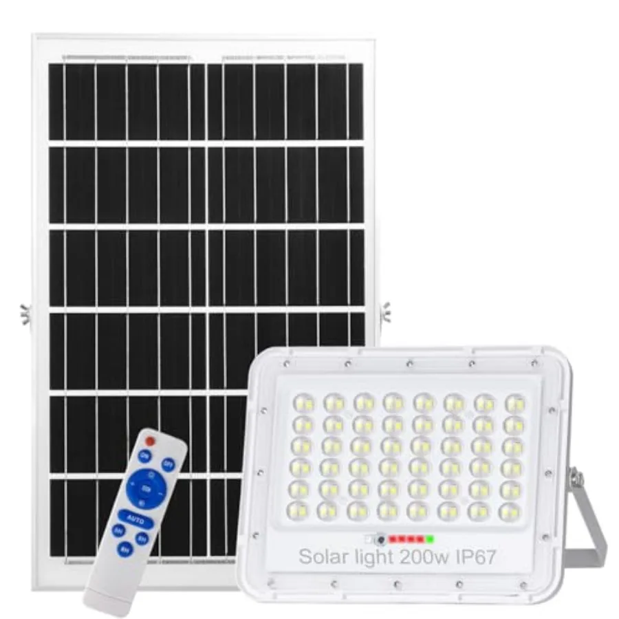 

Солнечные светодиодные прожекторы 200 Вт, 18000 люмен, уличные, IP67, водонепроницаемые, с пультом ДУ, для охранного освещения двора