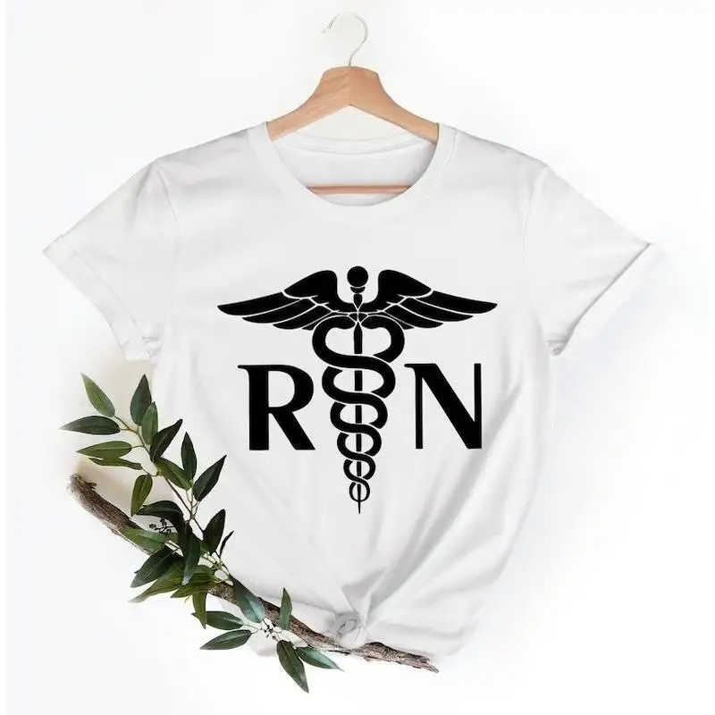 

RN Registered Nurse T-shirt for Women Men Medical Caduceus Graphic Tee Professional Appreciation Gift Slogan Top