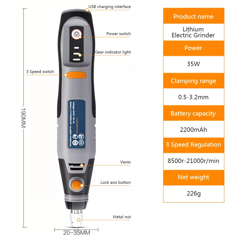 35W USB Cordless Rotary Tool Woodworking Engraving Pen DIY For Jewelry Metal Glass Mini Wireless Drill with Accessories DIY Set