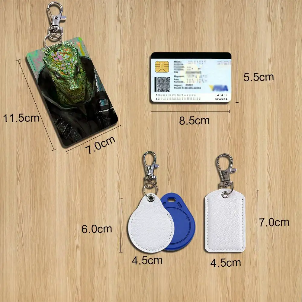 Shin Noi Kaiman Dorohedoro Leather Card Holder with Exquisite Keychain purpose Case for Metro ID Access Control Card Badge