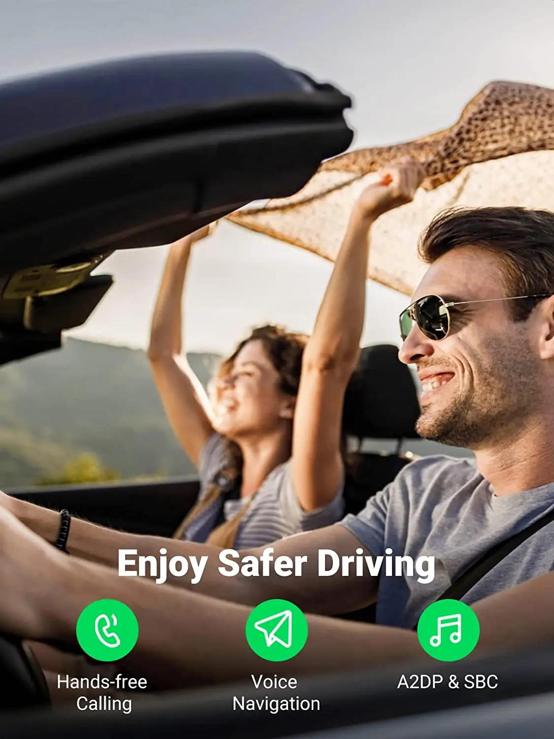 UGREEN Adaptador Aux a Bluetooth 5.0 Receptor Bluetooth de 3,5 mm para automóvil Kit de conector USB 2.0 a 3,5 mm