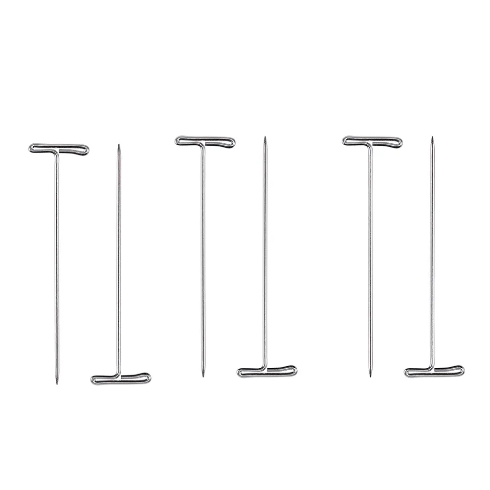 

100Pcs T-Pins 53Mm X 1.12mm Nickel-Plated Steel Silver Craft Pins for Styling Blocking Knitting Tailoring Jewelry Display