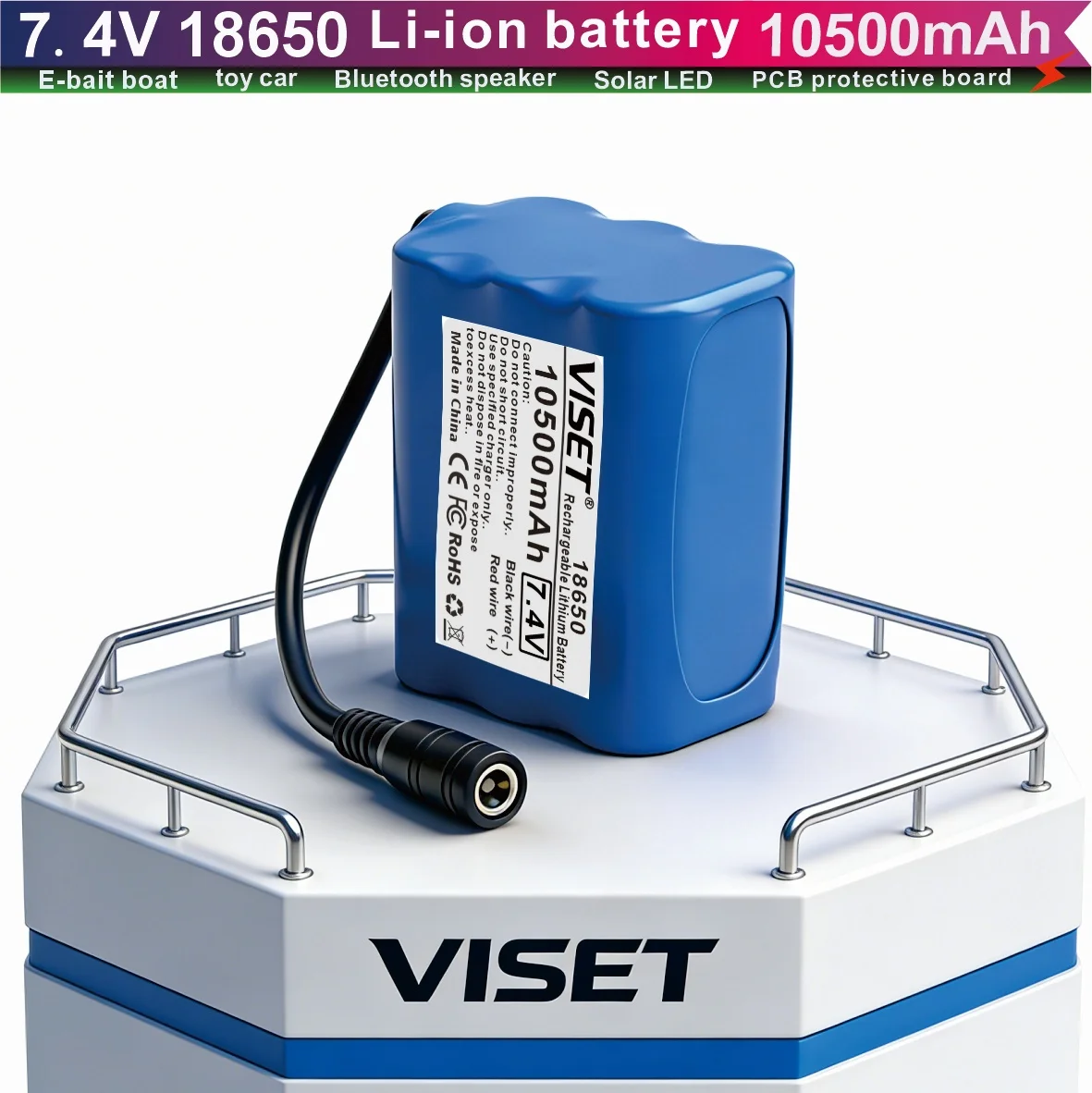 

Новая аккумуляторная батарея 18650 7.4V 14000mAh для радиоуправляемых рыболовных прикормочных лодок T188, T888, 2011-5, V007, C18, H18. Запасные части.