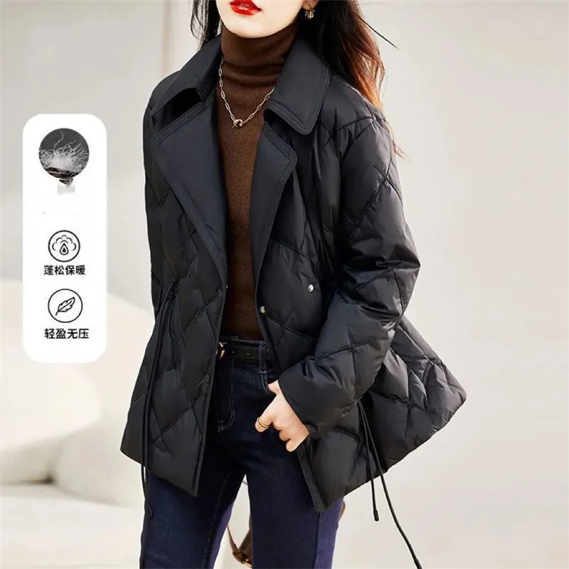 Suit Collar Light Down Cotton-padded Jacket Women\'s Winter 2023 New High-grade Slim Long-sleeved Short Cotton-padded Clothes Top