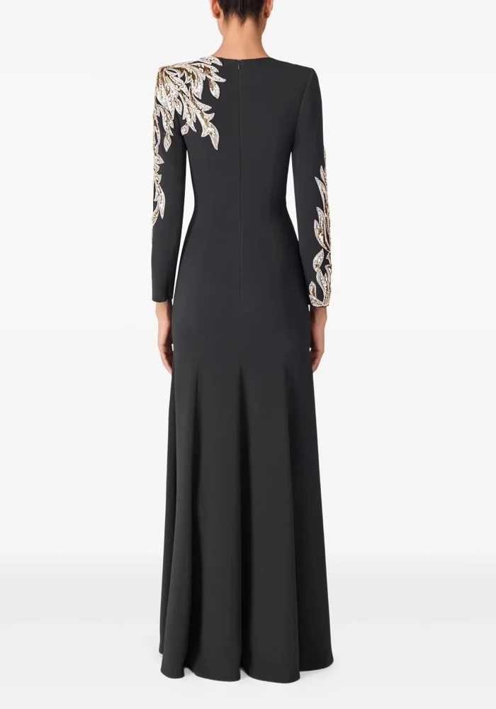 Maßgeschneiderte klassische Jersey-Perlen mit Pailletten, drapiert, A-Linie, O-Ausschnitt, lange Kleider, maßgeschneiderte Anlasskleider, Retro-Mode, hohe Qualität