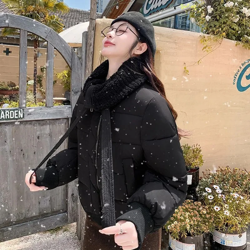 NewAutunno Inverno Donna Piumino in cotone Cappotto morbido e caldo Piumino bianco Capispalla corto Colletto couverture alla moda Cappotto casual da donna