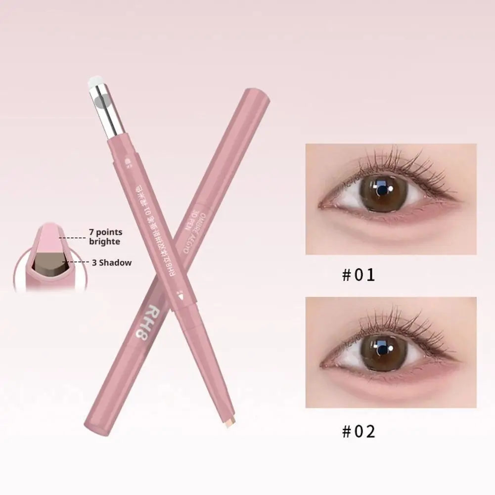 Double Headed Silkworm Pen Glitter Eyeshadow Stick Eyeliner Pen Matte High-gloss Pink Golden Eye Liner Pen 2 In 1 Makeup Tool