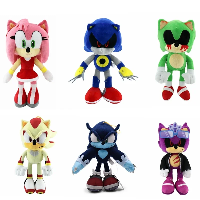 Peluche de Sonic, Peluche de Erizo, Muñeco de Peluche de Amy Knuckles Tail, Muñeco de Peluche Suave y Adorable para Niños, Regalos de Cumpleaños