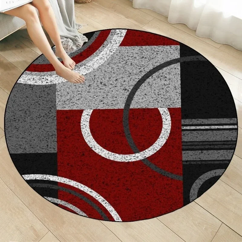 Nordic Geometric Round Rug for Living Room Decor Big Non-slip Warm Bedroom Carpet Decoration Home Computer Chair Sofa Foot Mat