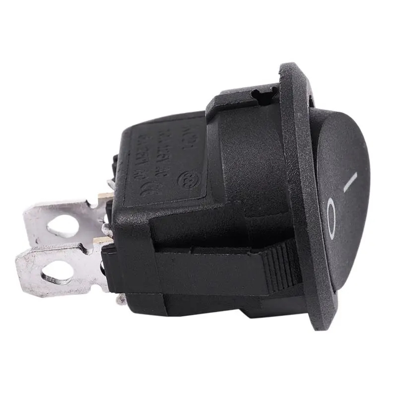 30Pcs SPST Black Button On/Off Round Rocker Switch AC 6A/250V 10A/125V