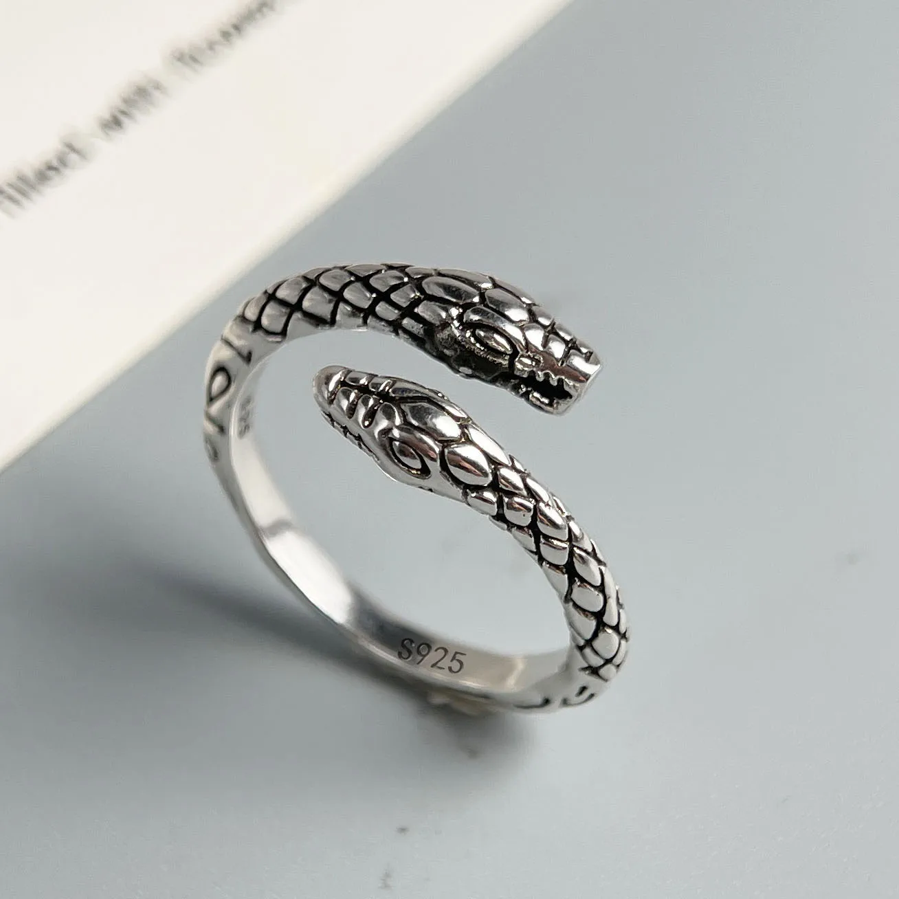 925 Sterling Silver Rings for Women Couple Minimalist Handmade Simple Vintage Snake Ring Fine Jewelry Gift Prevent Allergy - view 4
