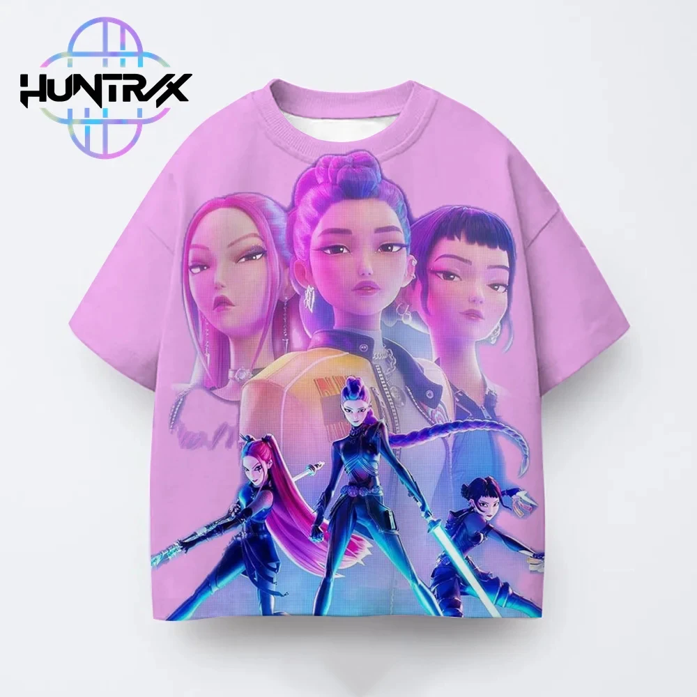 

Kpop Demon Hunters Casual Fashion Kids 3D Cartton Print Short Sleeve Summer Boys Girls T-Shirt Anime Tops Clothing