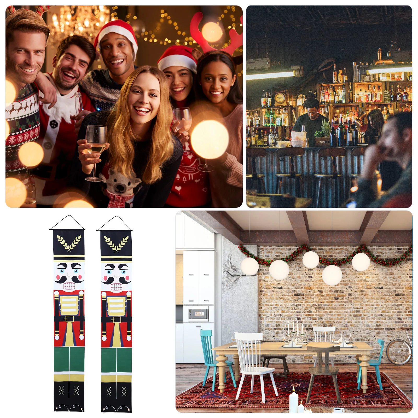 

1Pair Christmas Walnut Soldier Door Hanging Couplets Xmas Door Curtain Xmas Decoration Poster Couplets Christmas