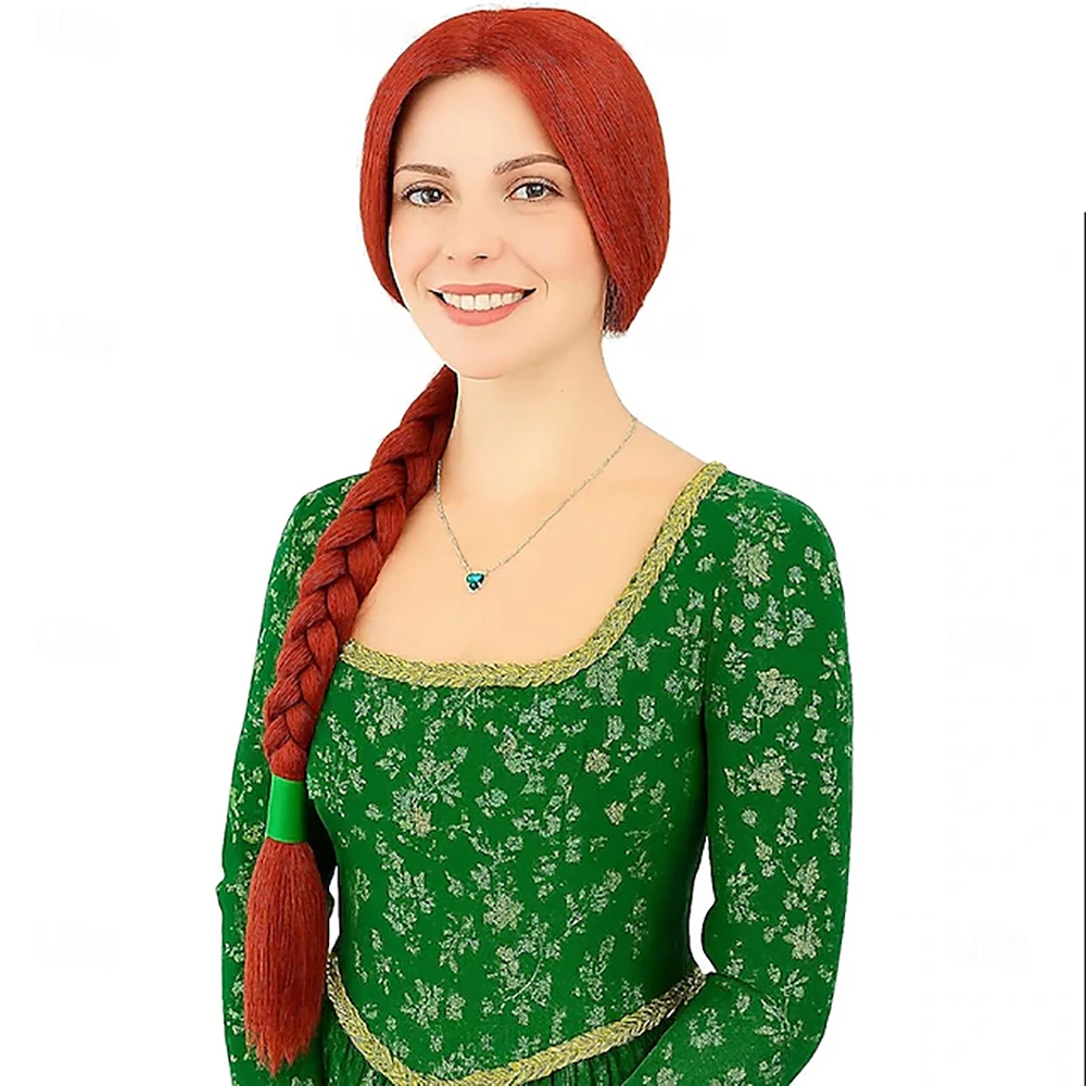 HAIRJOY Synthetic Hair Red Orange Braided Wig for Women Princess Costume Halloween Parties Fantasy Cosplay Wigs